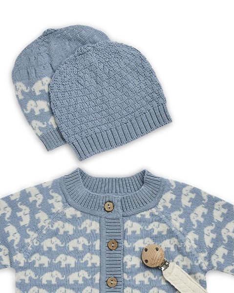 Strickjacke Elefanten - Merinowolle - Blau - Smallstuff