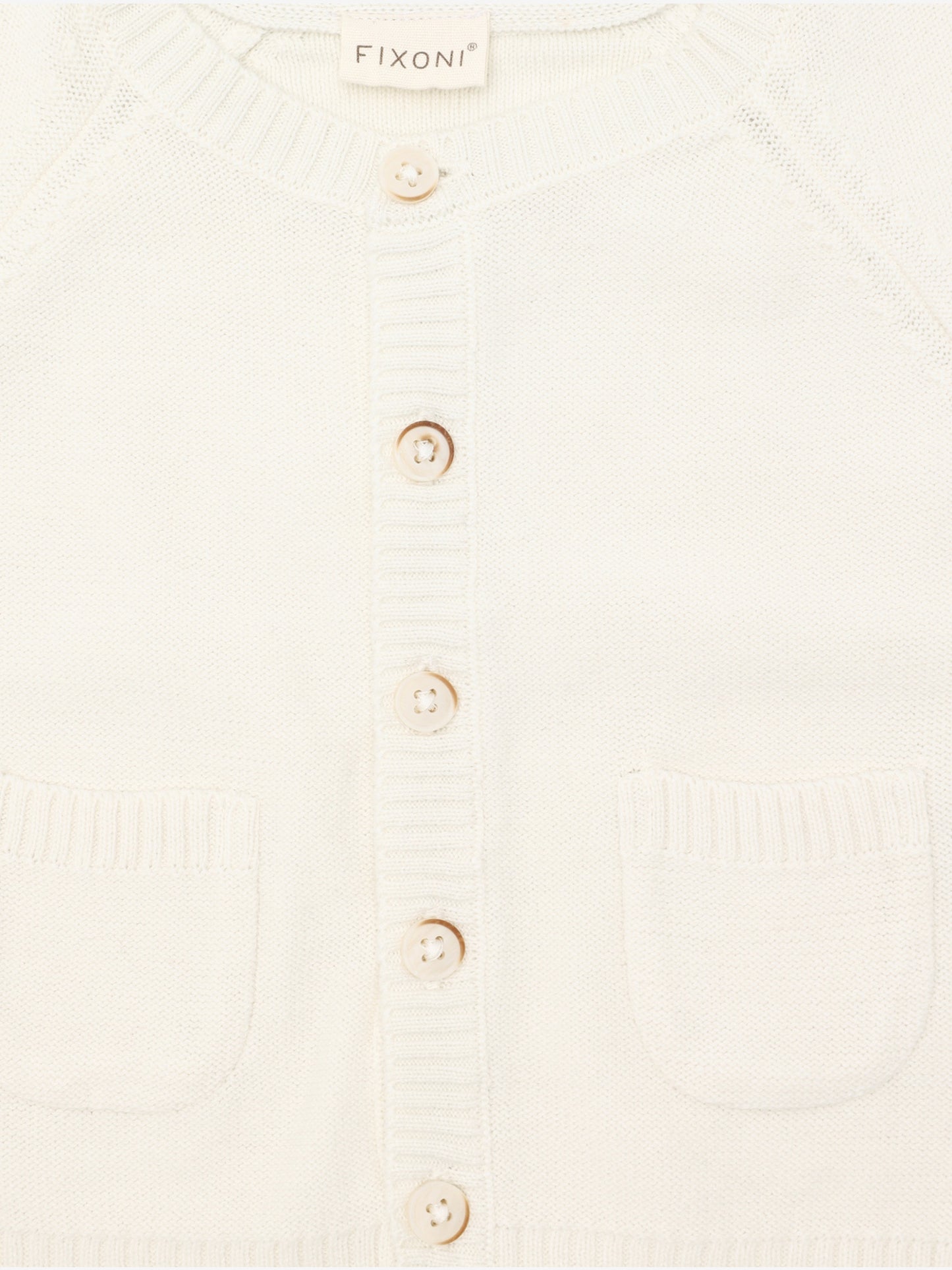 Knitted Baby Cardigan - Organic Cotton - Knit Cardigan - Antique White - GOTS - Fixoni
