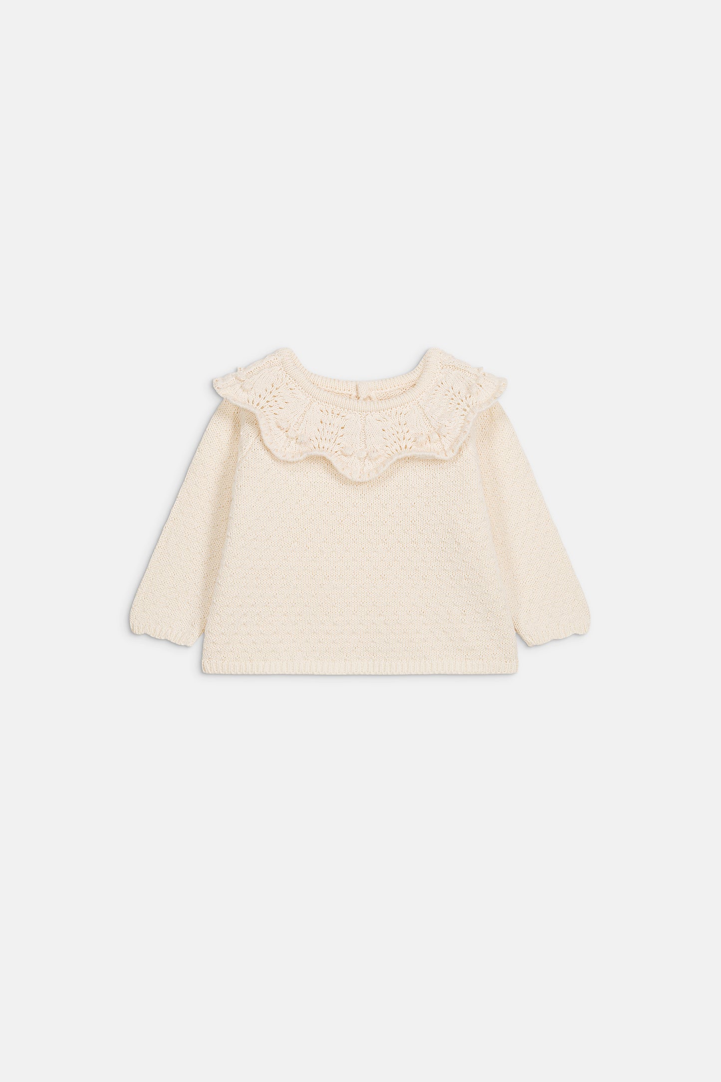 Gebreide babytrui Williana met ajourkraag - Katoen - Cream - Louise Misha