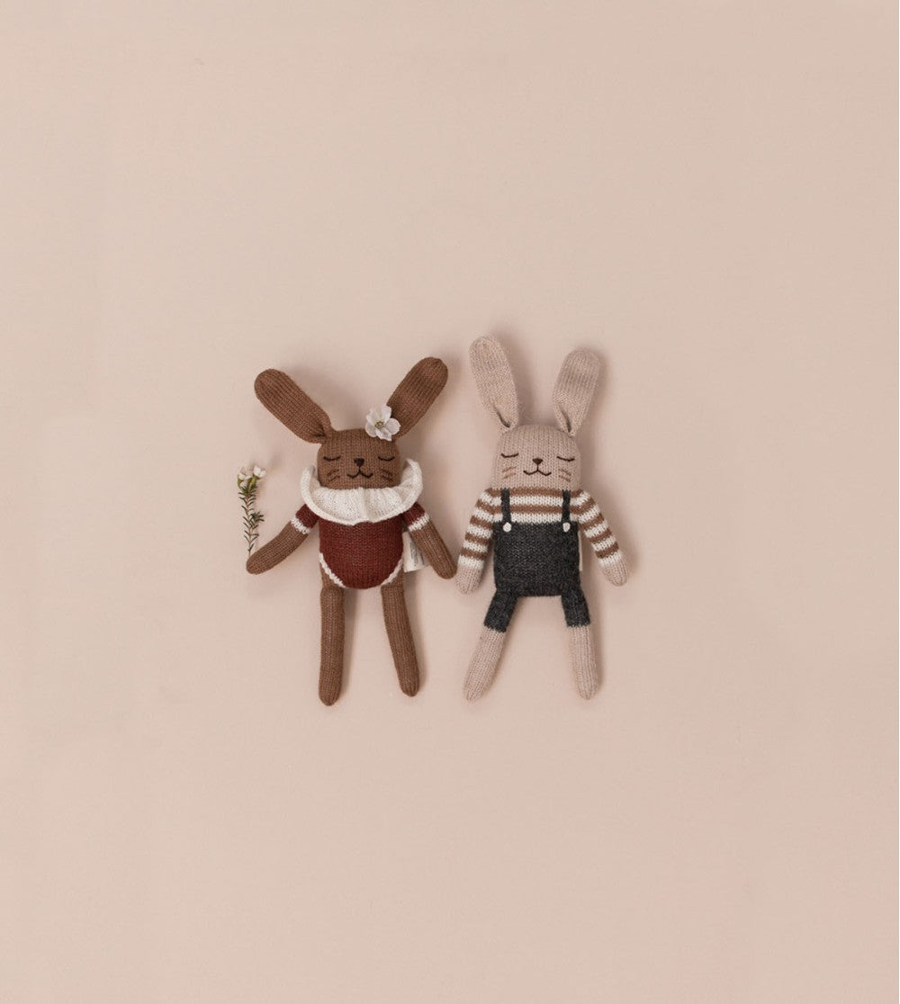 Knitted toy rabbit - Sienna bodysuit - Alpaca wool - Main Sauvage