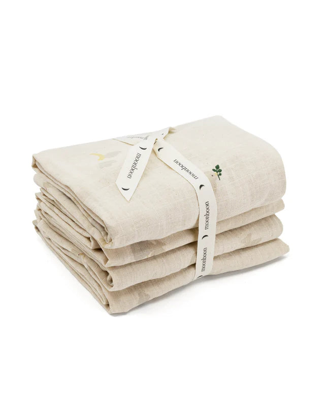 Hydrofiele doeken - Organic Muslins - 65x65cm - 4 pack - Biologisch katoen - Moonboon
