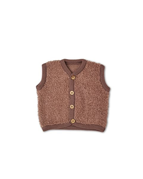 Bouclé gilet - Merino wol - Rose brown - Smallstuff - voorkant