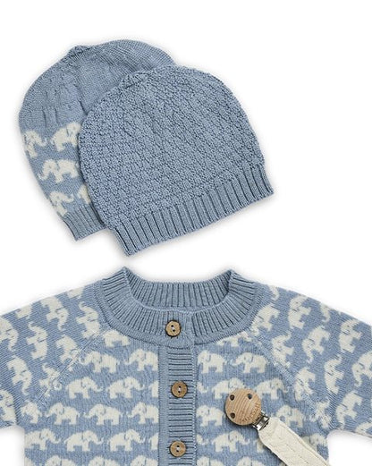 Vestje Olifantjes - Merino wol - Blauw - Smallstuff