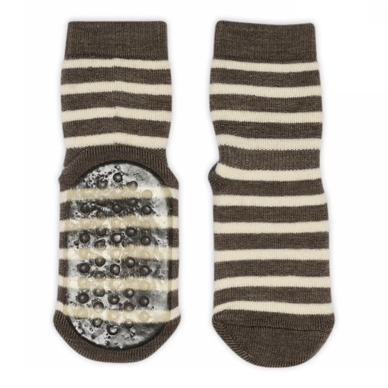 Elis Anti-Slip Socks – Brown Melange – Wool Non-Slip Kids' Socks – Merino Wool – MP Denmark