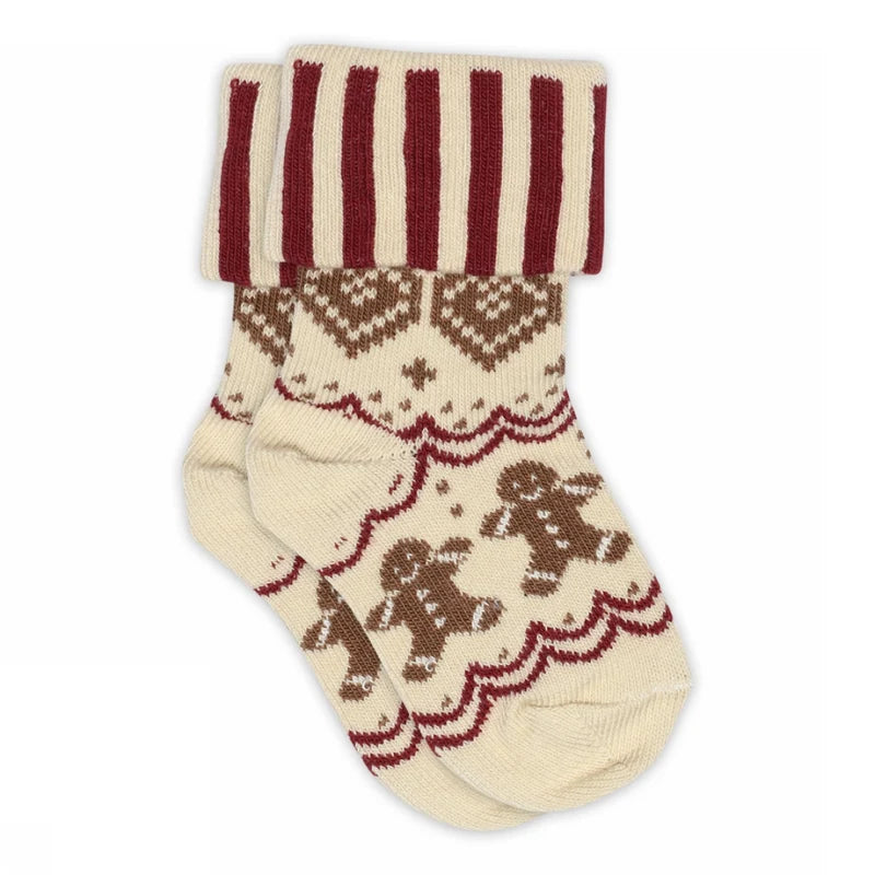 Merry Socks – Kinder-Weihnachtssocken aus Baumwolle – Weihnachtsmuster und gestreifter Umschlagbund – MP Denmark
