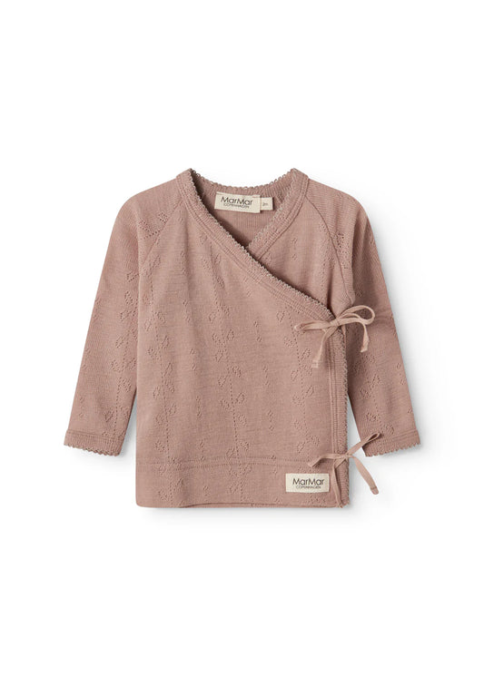Overslag vestje - Tut Wrap LS Wool Pointelle - 100% merinowol - MarMar Copenhagen