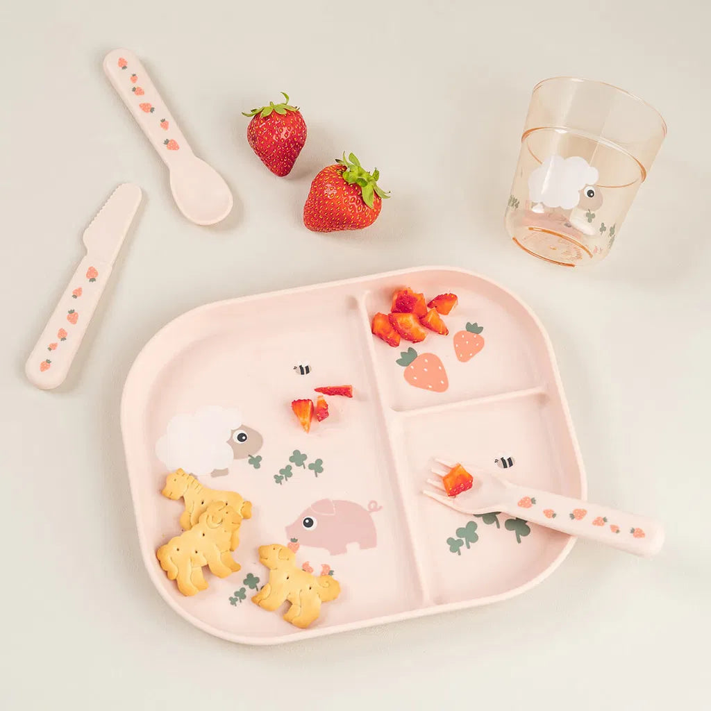 Vakken bordje - Foodie compartment plate - Tiny farm - Powder - Done by Deer - productfoto