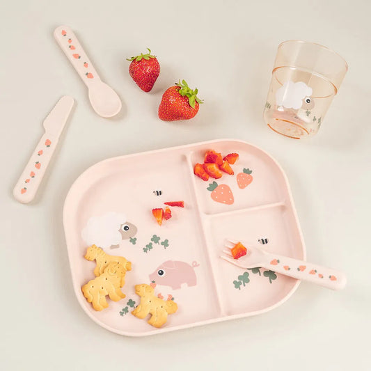 Fächer-Kinderteller - Foodie compartment plate - Tiny farm - Powder - Done by Deer