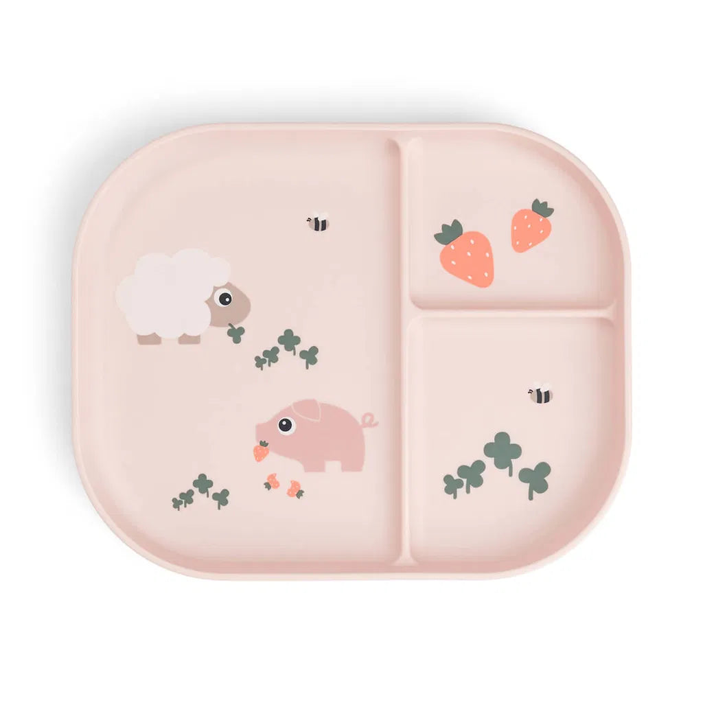 Fächer-Kinderteller - Foodie compartment plate - Tiny farm - Powder - Done by Deer
