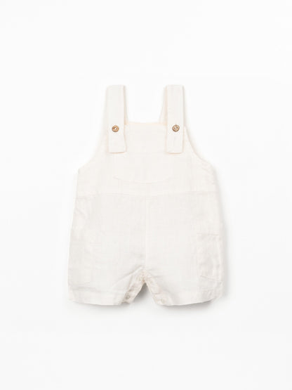 Linnen jumpsuit met verstelbare bandjes - 100% linnen - Play Up - wit