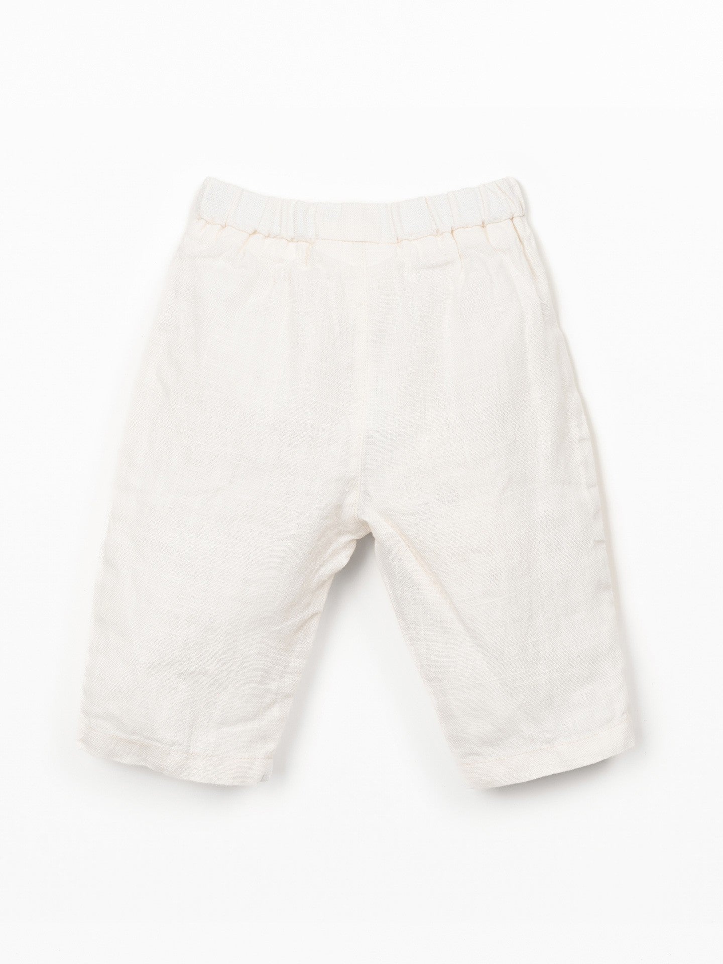 Linnen broek met elastische taille - 100% linnen - Play Up - wit - achterkant