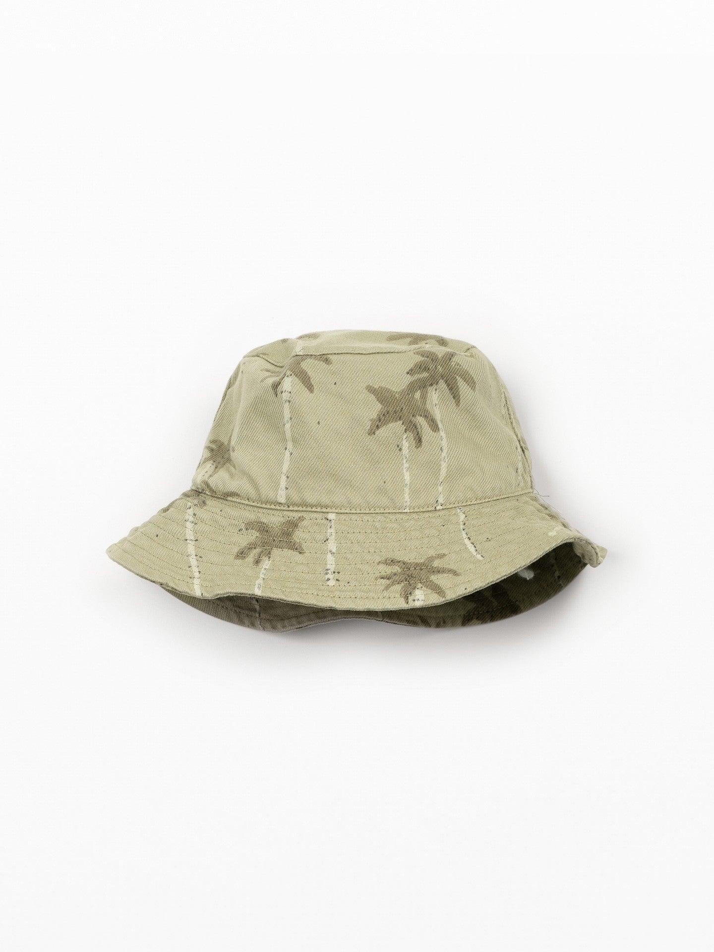 Zonnehoedje met palmboomprint - Khaki Green - 100% katoen - Play Up