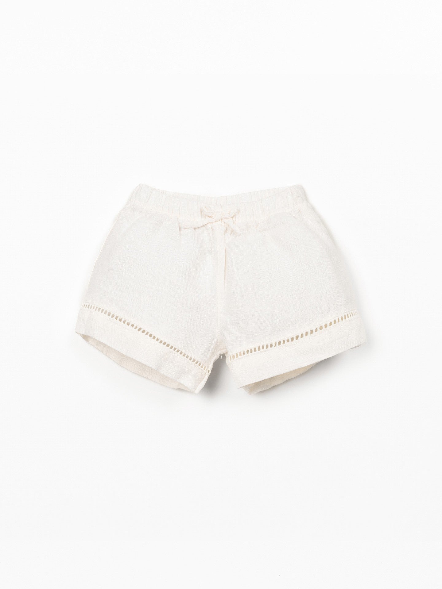 Linen shorts with elasticated waist - Ecru - 100% linen - Play Up