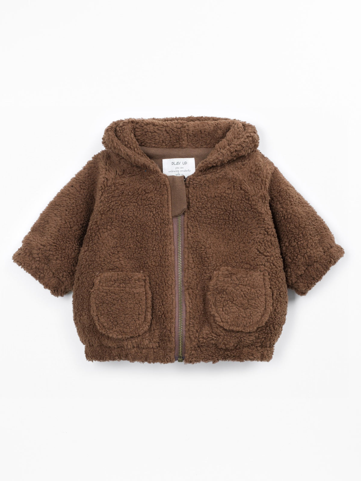 Teddy baby jacket - Organic cotton - Brown - Play Up