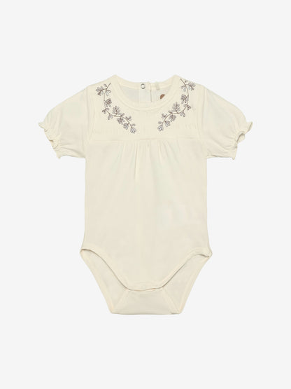 Short sleeve romper - Cotton - Eggnog - Body SS Embroidery - En Fant