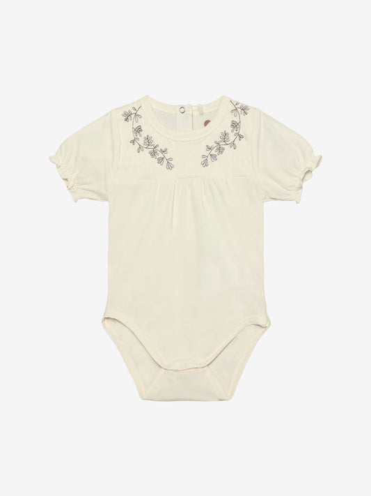 Romper korte mouw - Katoen - Eggnog - Body SS Embroidery - En Fant