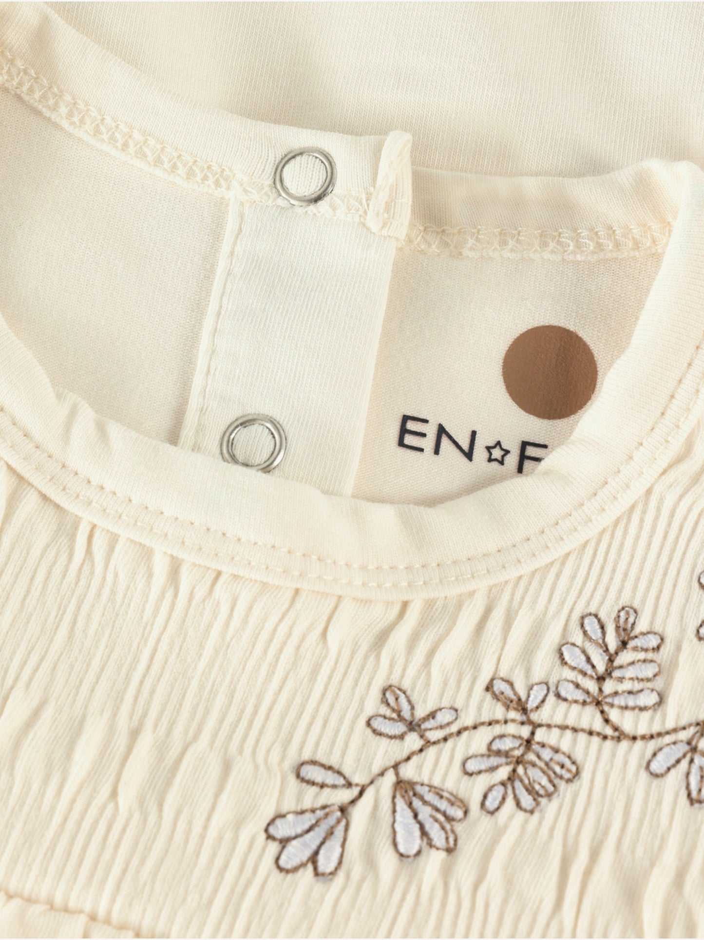 Short sleeve romper - Cotton - Eggnog - Body SS Embroidery - En Fant