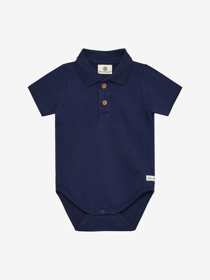 Kurzarm-Polo-Strampler - Bio-Baumwolle - Medieval Blue - En Fant