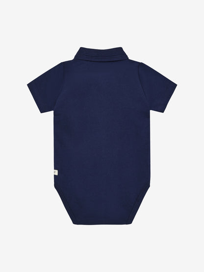 Kurzarm-Polo-Strampler - Bio-Baumwolle - Medieval Blue - En Fant