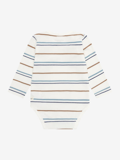 Strampler Langarm - Bio-Baumwolle - Egret/Gestreift - Body LS Stripe - En Fant