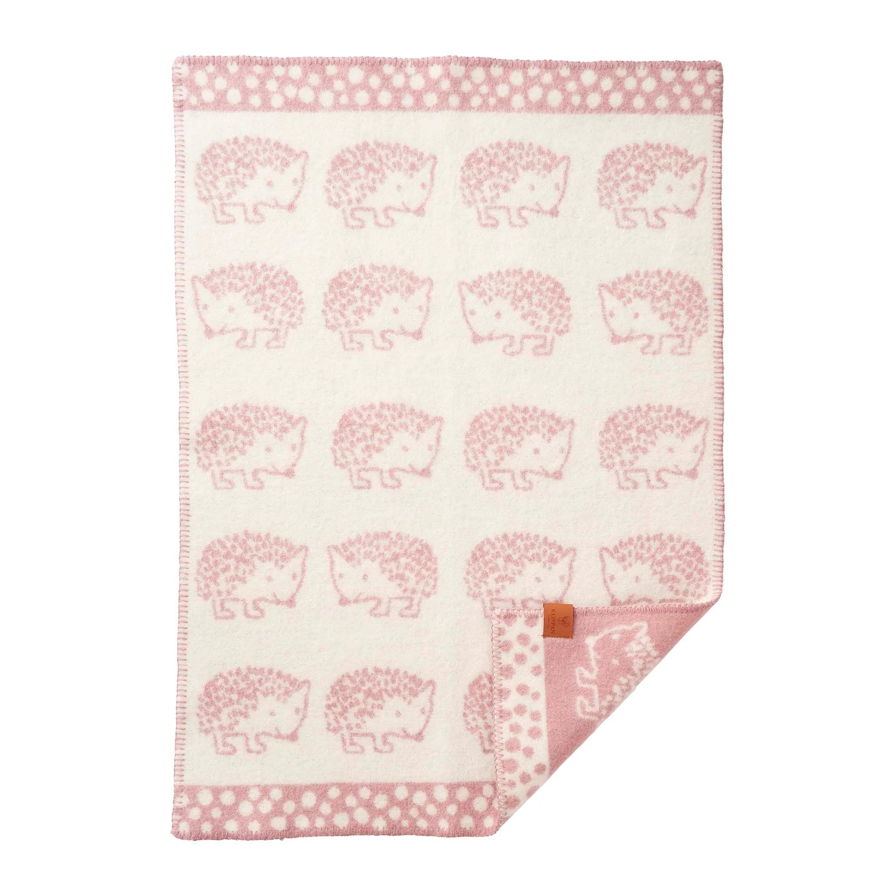 Baby wiegdeken Hedgehog - Gerecyclede wol & biologische lamswol - Pink - Klippan Yllefabrik