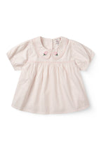 Seersucker blouse met kraag - Dusty Rose met Cream Stripe - Biologisch katoen - Copenhagen Colors - productfoto
