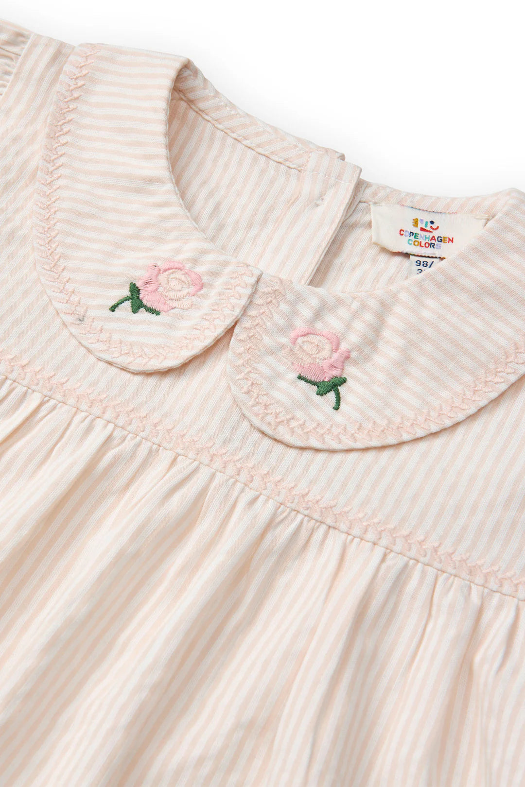 Seersucker-Bluse mit Kragen - Dusty Rose mit Cremestreifen - Bio-Baumwolle - Copenhagen Colors