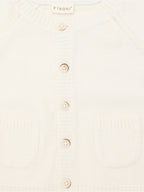 Gebreid Baby Vestje - Biologisch Katoen - Knit Cardigan - Antique White - GOTS - Fixoni - productfoto - afbeelding 4