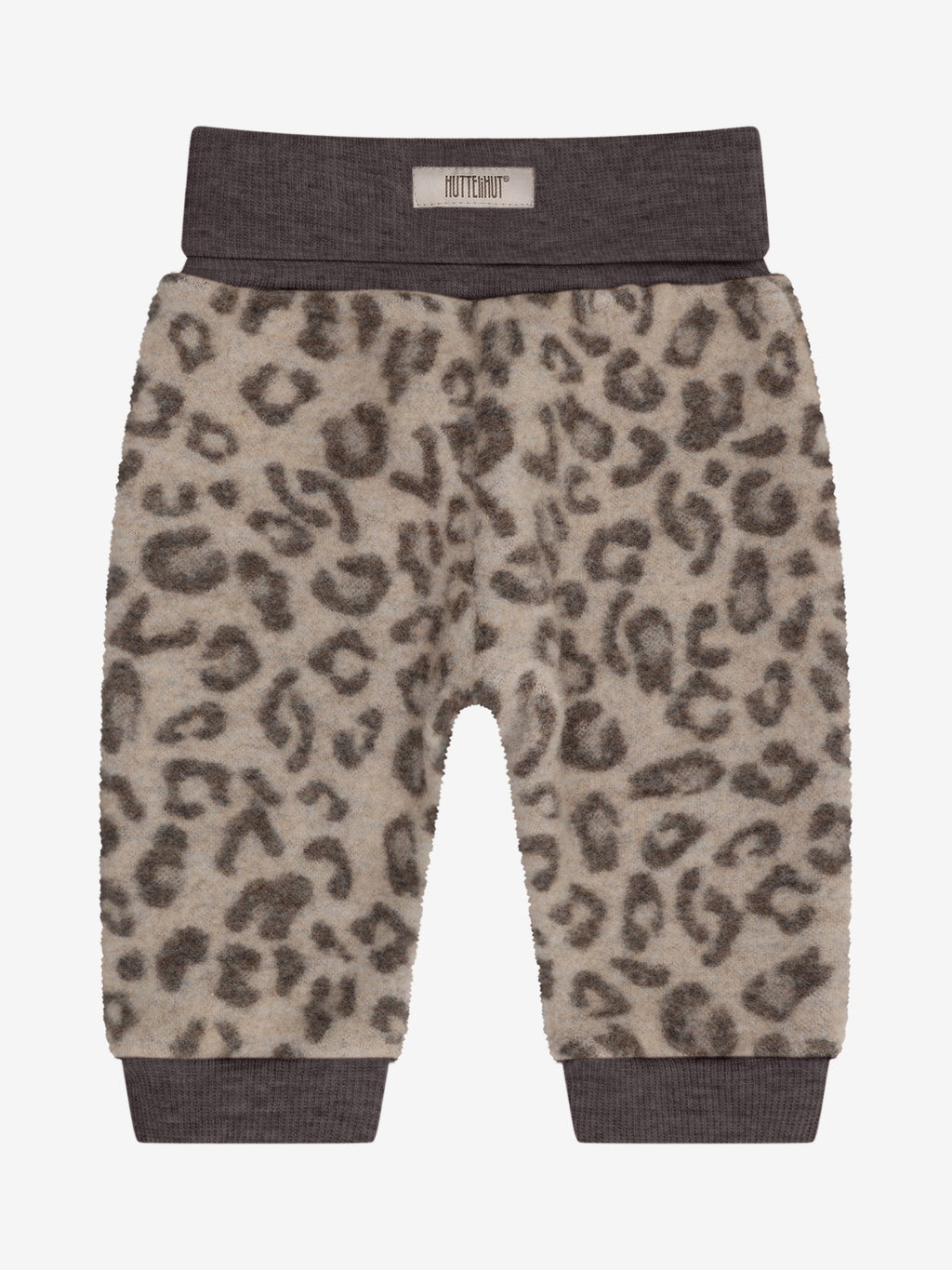 Broekje van merino wool fleece - Jacquard/panterprint - Camel Melange - 100% merino wol - Huttelihut - achterkant