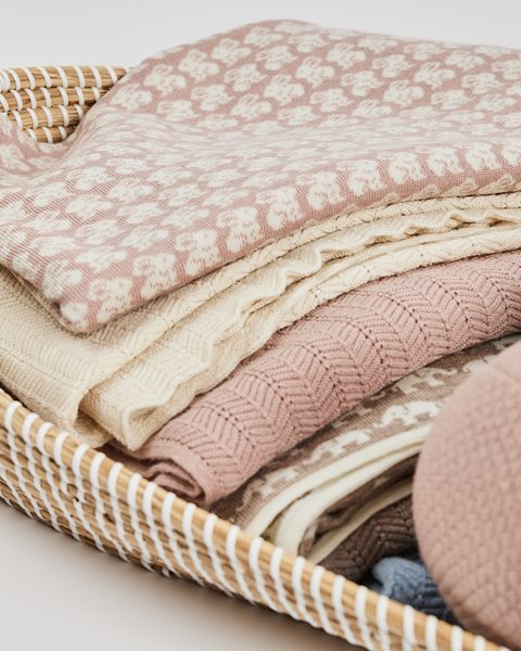 Babydeken Konijntjes - Merino wol - Roze - Smallstuff - productfoto