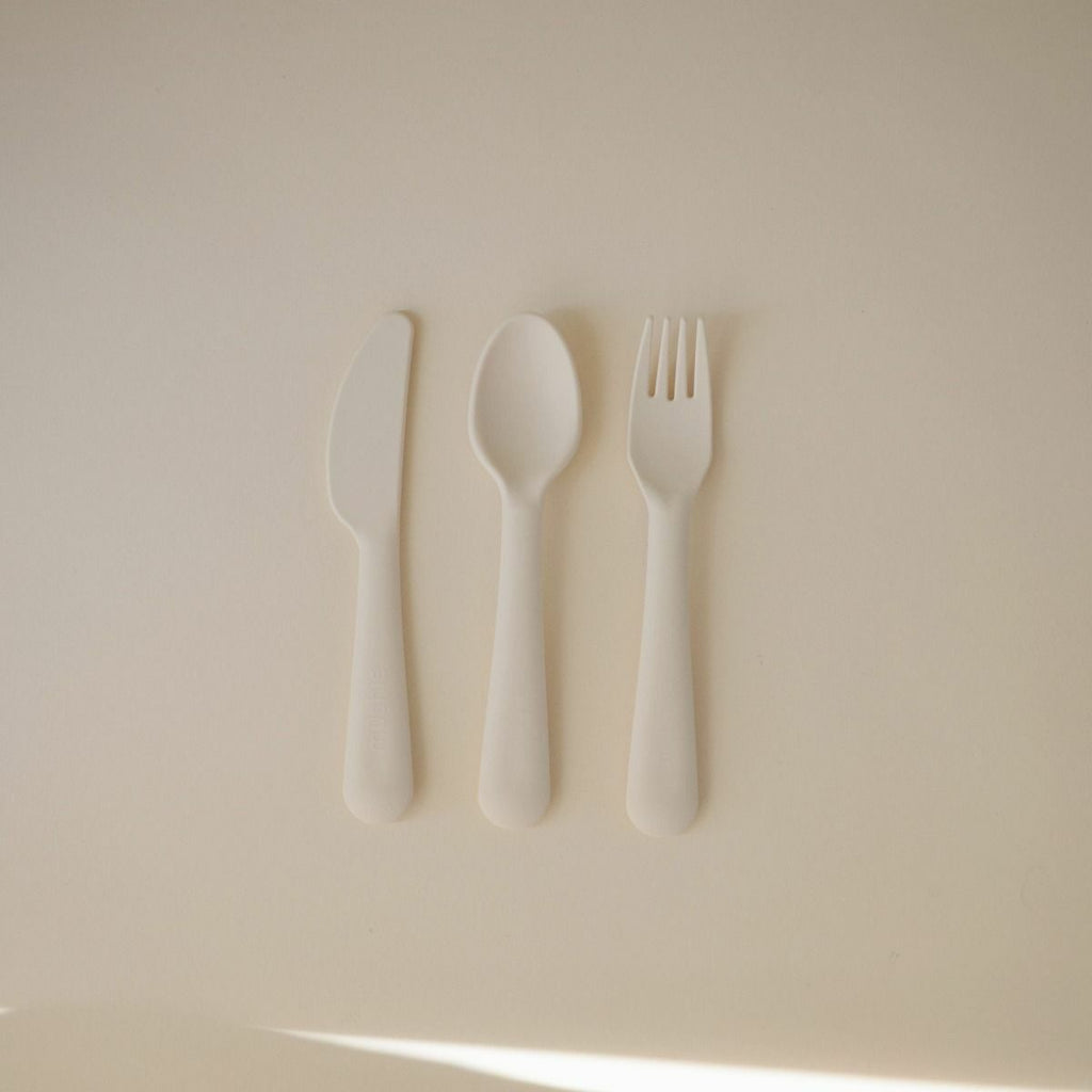 Bestekset baby - Niet-giftig plastic - Ivory - Mushie - productfoto