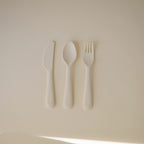 Bestekset baby - Niet-giftig plastic - Ivory - Mushie - productfoto
