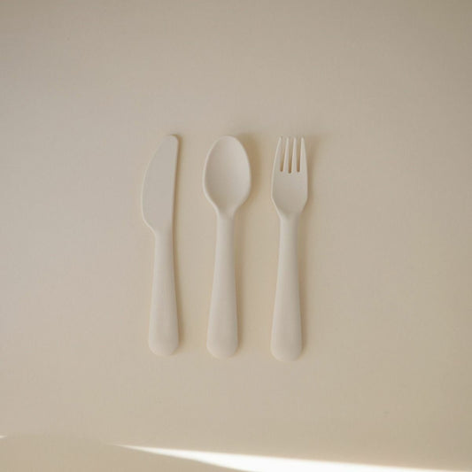 Bestekset baby - Niet-giftig plastic - Ivory - Mushie