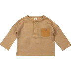 Top lange mouw Moon - Biologisch katoen - T shirt Moon lsl combo knit brown - Riffle Amsterdam