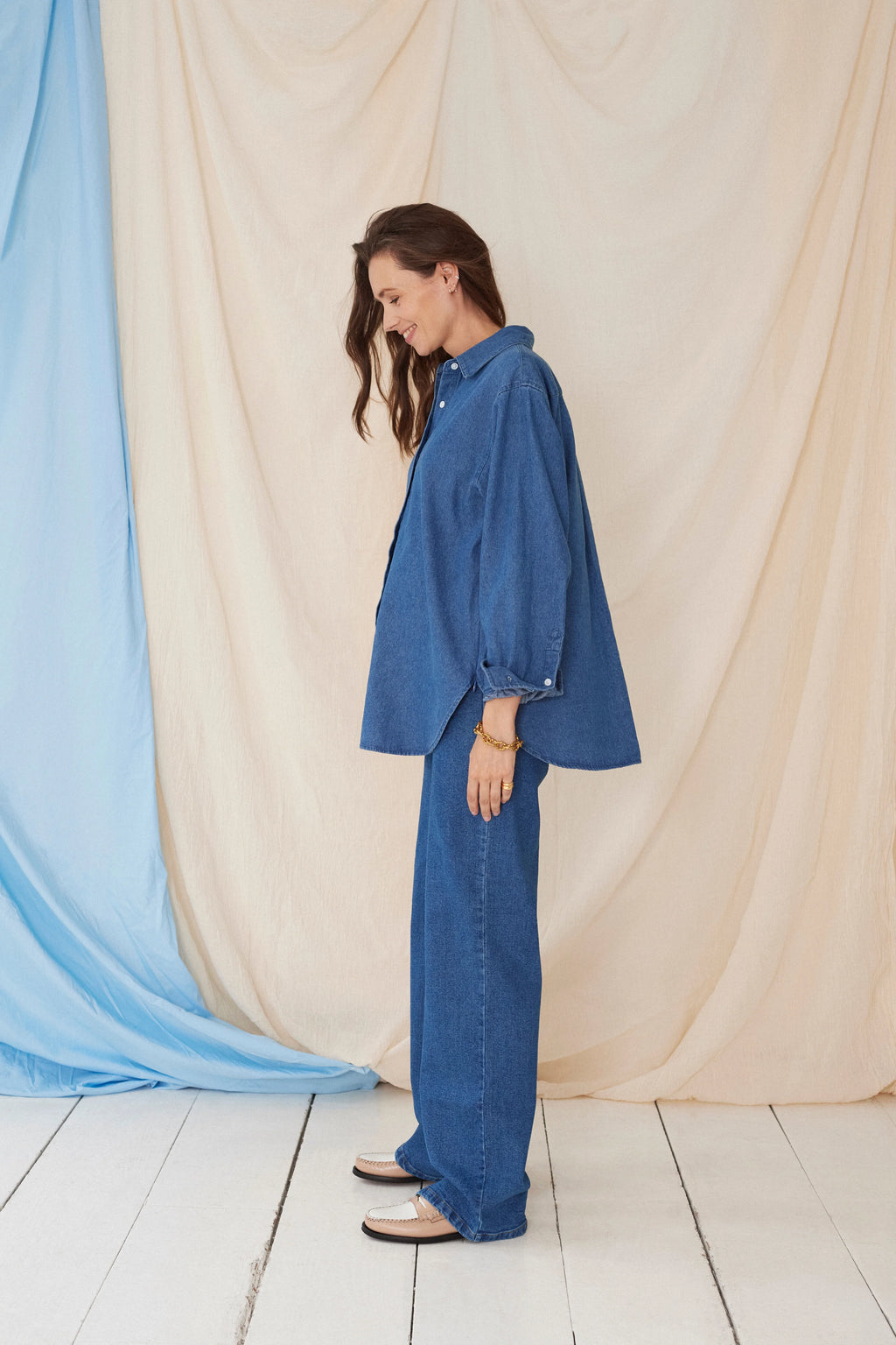 The Wide Jeans Dark Blue – Wijde zwangerschapsjeans met verstelbare buikband – Atelier Melon