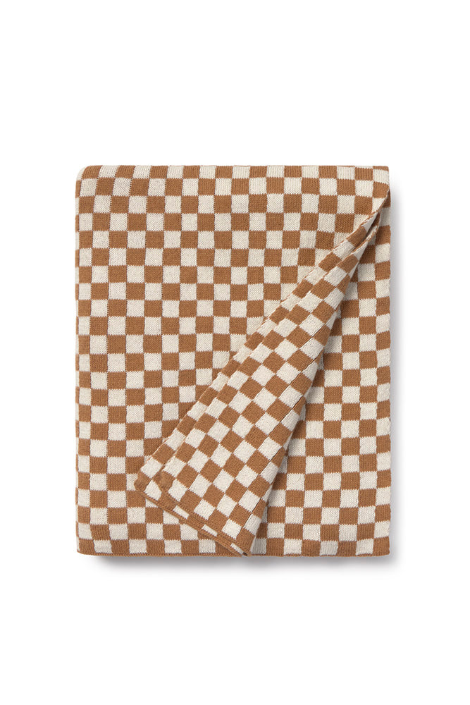Gebreide deken Vichy Tiles – Toffee, Matcha & Ivory – 100% katoen – Lorena Canals