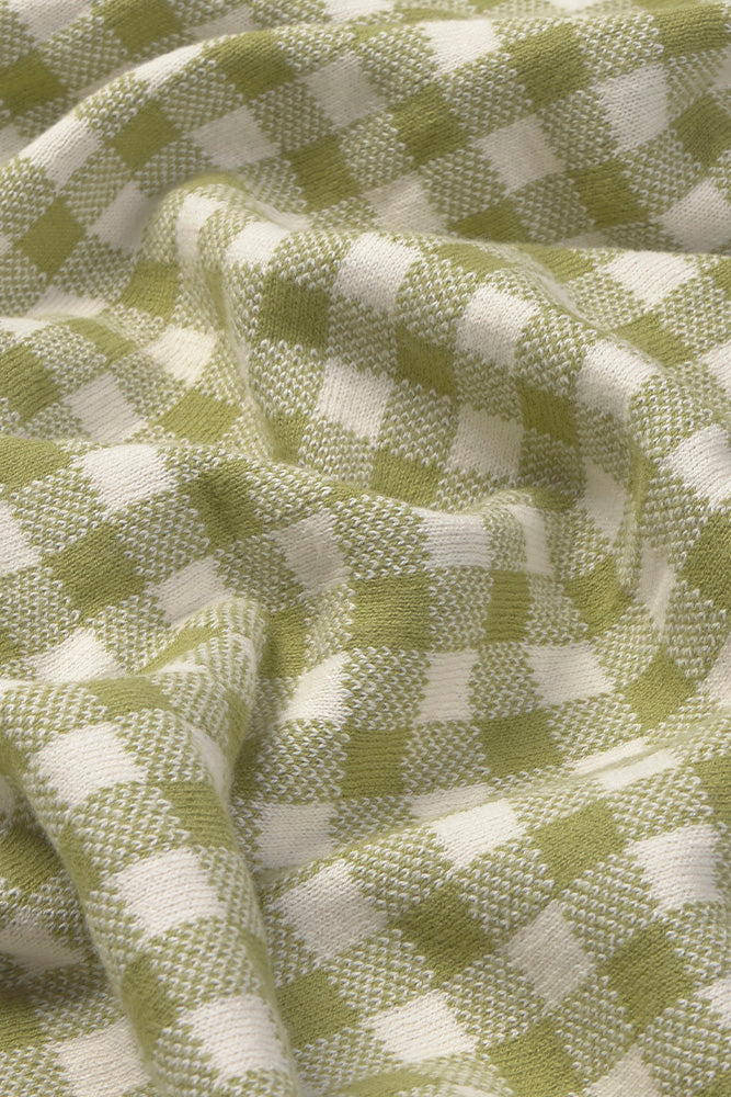 Gebreide deken Vichy Tiles – Toffee, Matcha & Ivory – 100% katoen – Lorena Canals