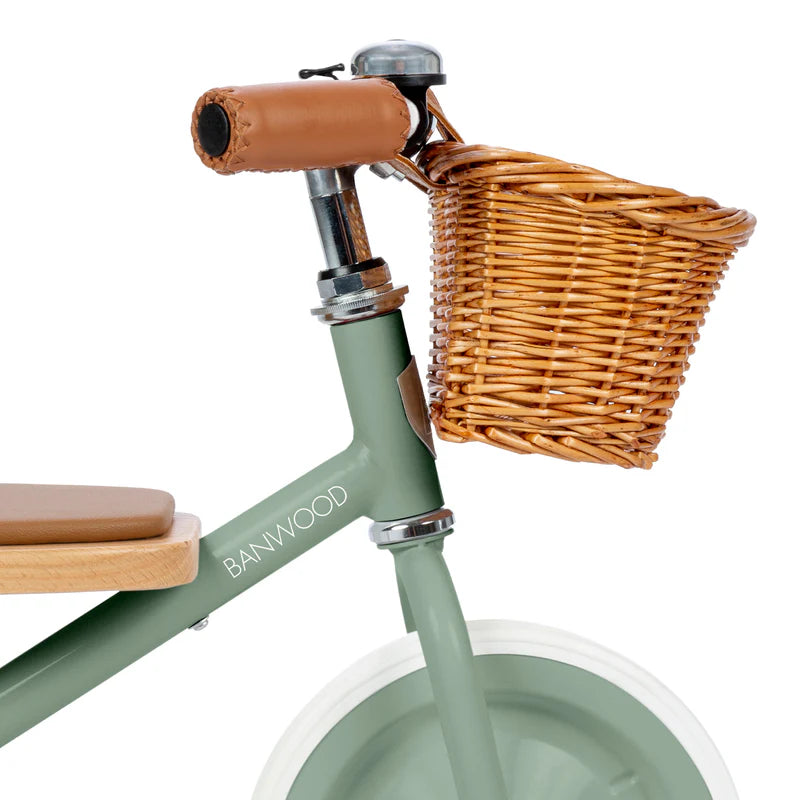 Kinder driewieler met rieten mandje - Trike Vintage - Forest Green - Banwood - productfoto - afbeelding 5