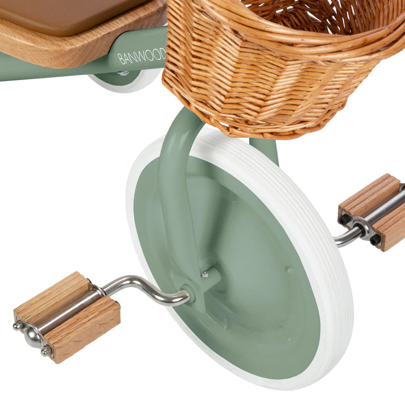 Kinder driewieler met rieten mandje - Trike Vintage - Forest Green - Banwood - bovenkant - afbeelding 6