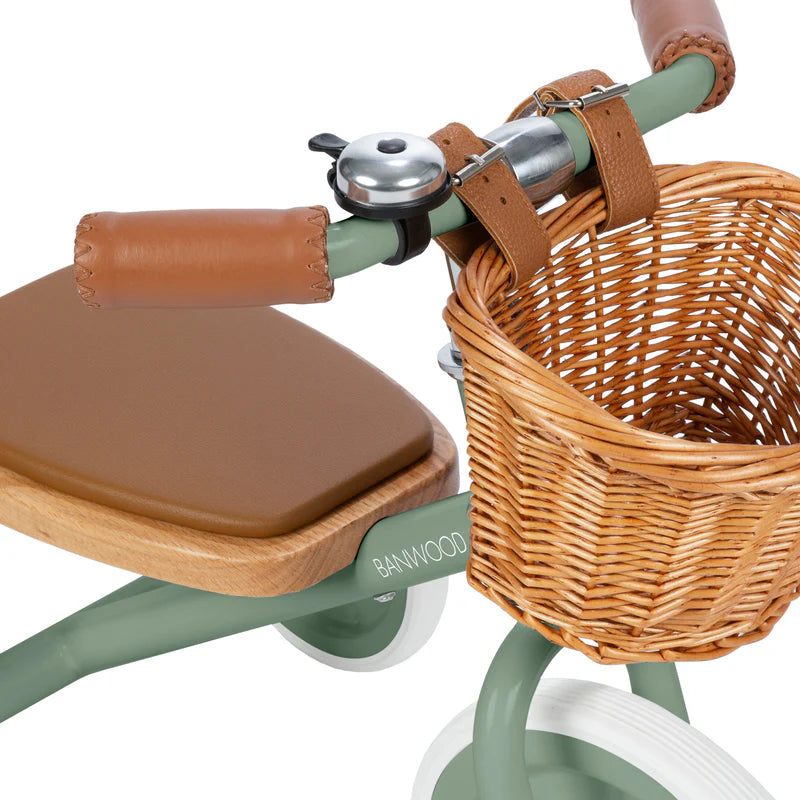 Kinder driewieler met rieten mandje - Trike Vintage - Forest Green - Banwood - productfoto - afbeelding 7