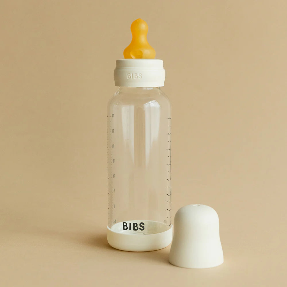 Babyfles van glas - Latex/Natuurrubber - Ivory - 120 ml of 240 ml - BIBS - productfoto