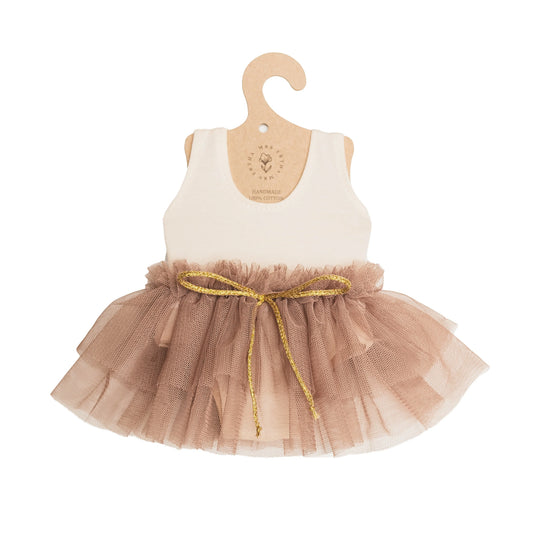 Puppenkleidung - Bio-Baumwolle - Puppen 32-36 cm - Taupe Ballettset - Mrs Ertha