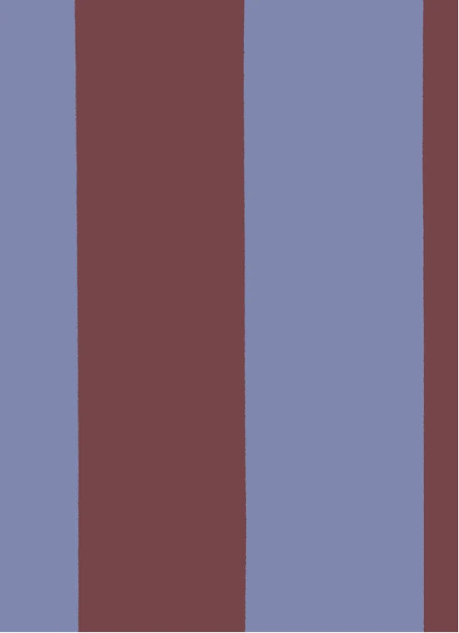 Brede Strepen Bordeaux Blauw – Atelier Chien: detail of the wallpaper pattern.