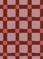 Kariertes Quilt Bordeauxrot – Atelier Chien: Detailansicht des Tapetenmusters.