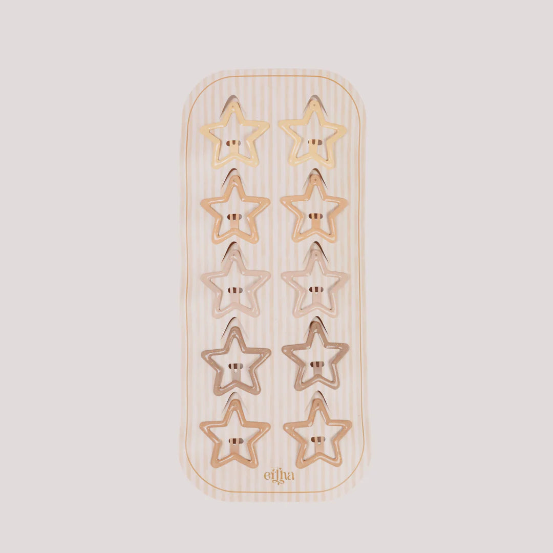 Glitter Hair Clips Set - Stars - 10 Pieces - Mrs Ertha
