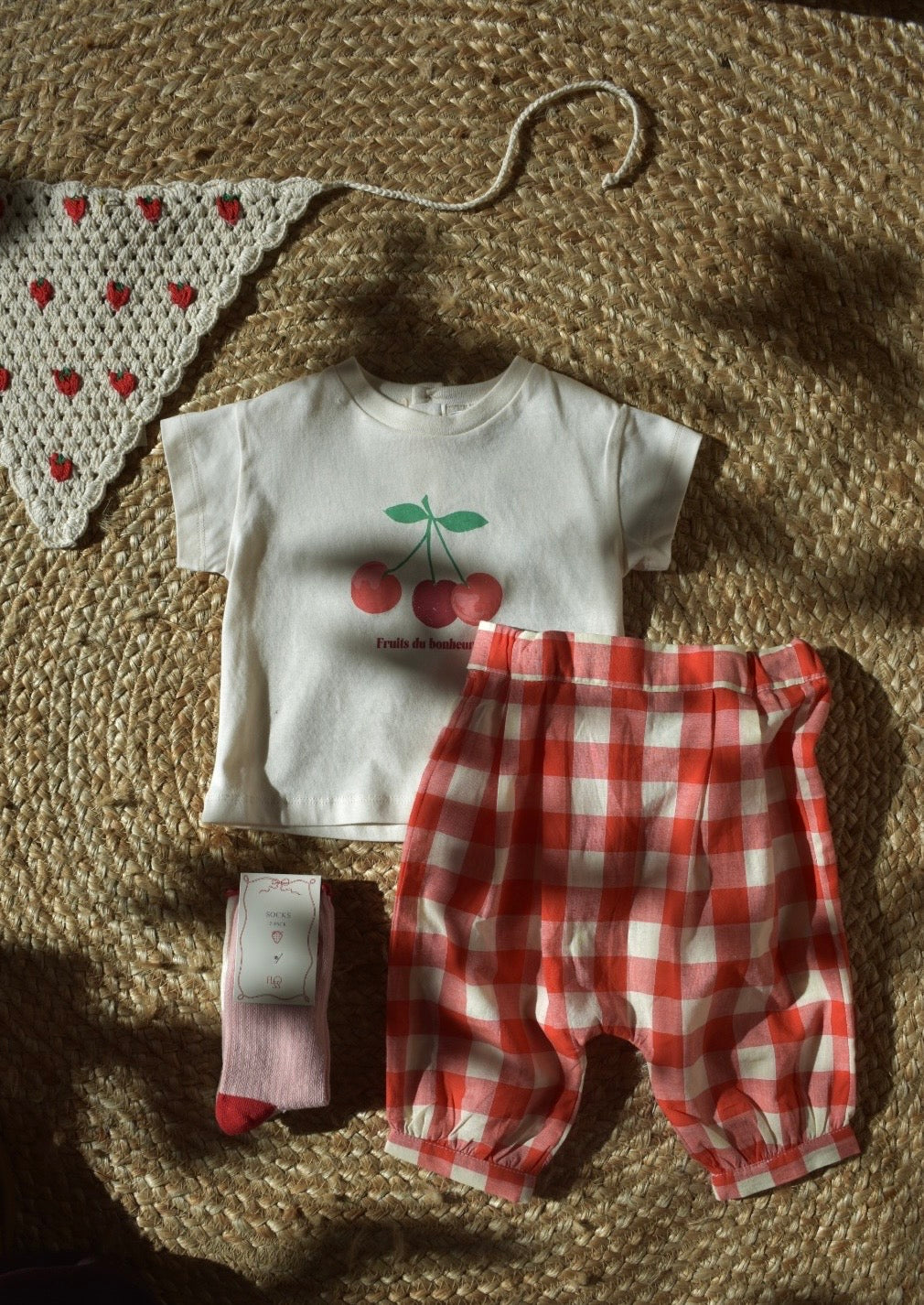 T-shirt Cherries - Fruit Placement Print - Organic cotton - Cream - Emile et Ida