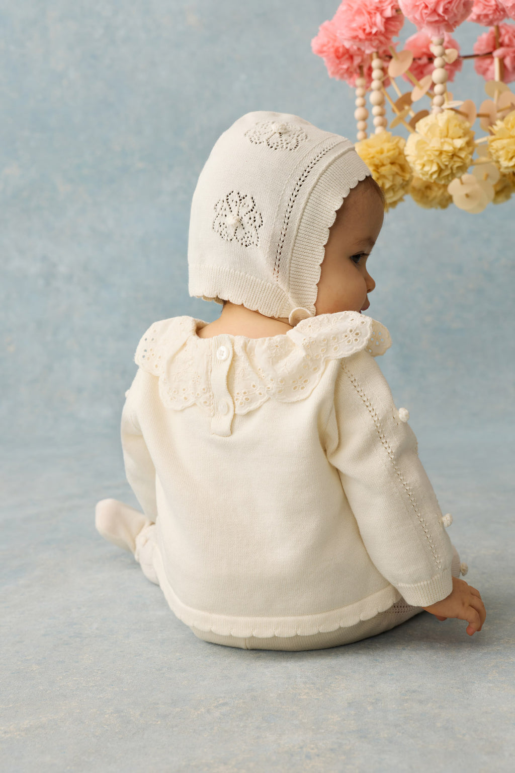 Babyset Bliss met trui, broekje en mutsje - Katoen & zijde - Cream - Louise Misha - productfoto - afbeelding 6