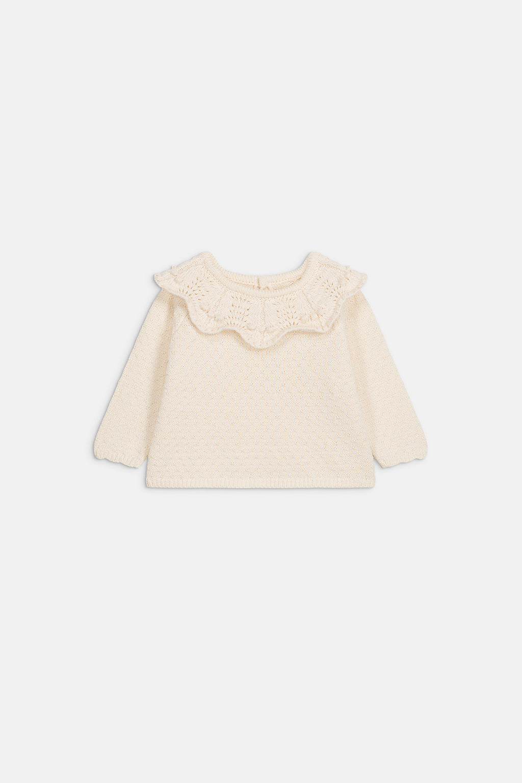 Gebreide babytrui Williana met ajourkraag - Katoen - Cream - Louise Misha - productfoto