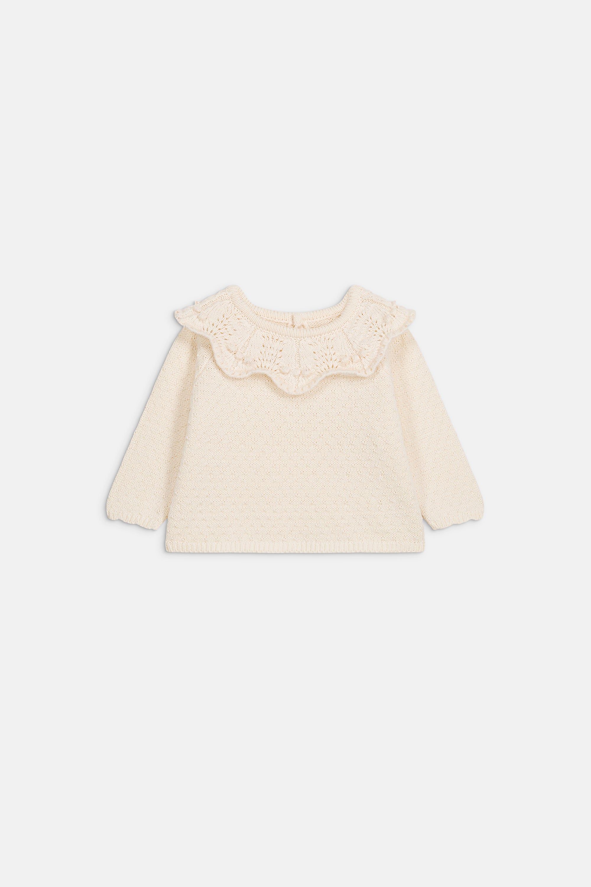 Gebreide babytrui Williana met ajourkraag - Katoen - Cream - Louise Misha - productfoto