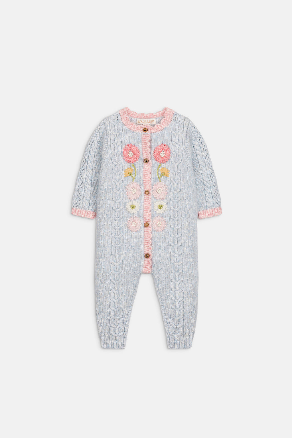 Gebreid babypakje Drillia met bloemen - TENCEL™ & alpaca - Cloud - Louise Misha - voorkant - afbeelding 3